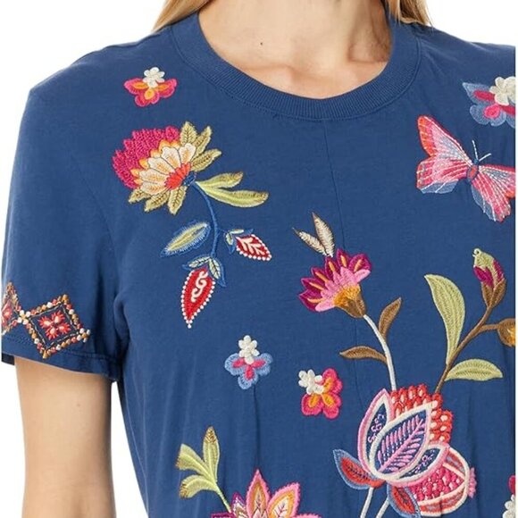 JOHNNY WAS Gracey Dress Crew Neck Swing Maxi Floral Butterfly Embroidery LARGE - Picture 4 of 12